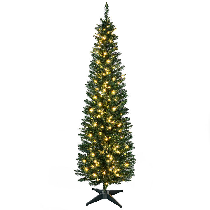 6' Pre-lit Pencil Artificial Christmas Tree with LED Lights and Branch Tips