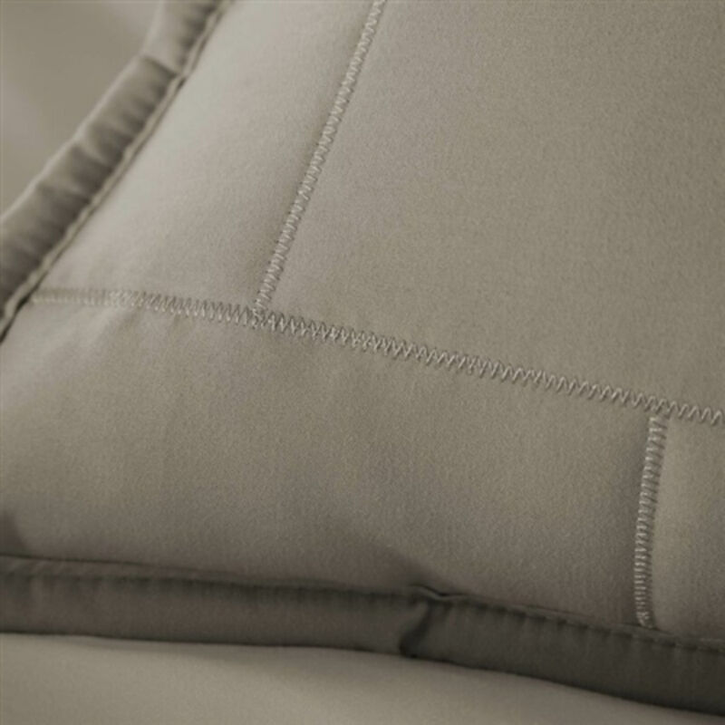 Reversible Brick Stitch Microfiber Comforter Set in Taupe – 3-Piece Soft, Comfortable Bedding