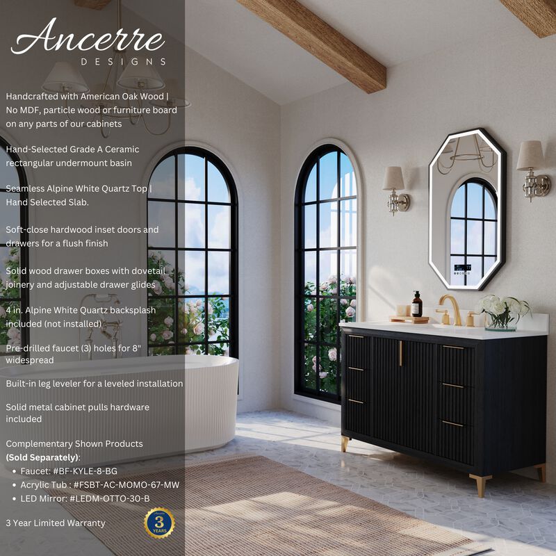 Turlington 48 in. Dark Oak Bath Vanity Set with White Quartz Vanity Top and White Undermount Basin
