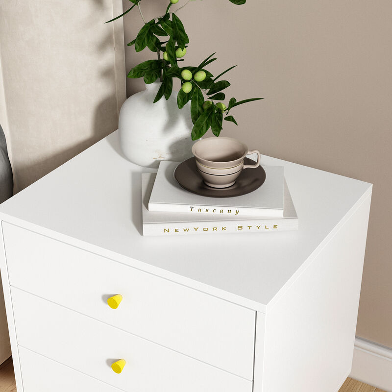 FUFU&GAGA Nightstand with Contemporary Design, 3 Drawers, Durable Composite Material, (19.7" W x 15.7" D x 20.8" H), White