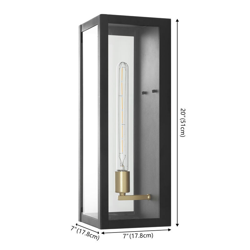 Berlin Modern Industrial Indoor Outdoor Rectangular Iron Glass LED Outdoor Lantern