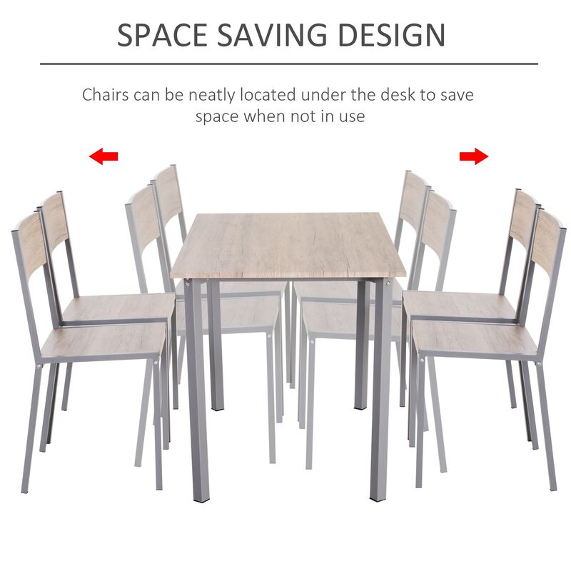 Modern Natural/Grey Dining: 5-Piece Kitchen Table & Chairs Set