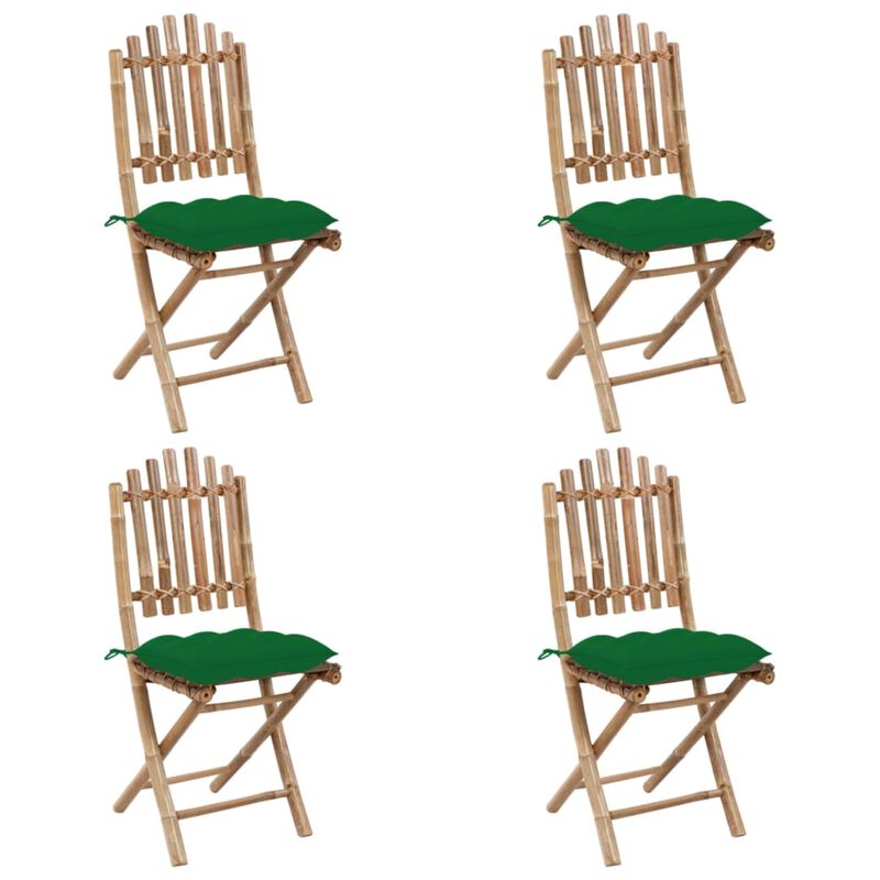 vidaXL 5 Piece Folding Outdoor Dining Set with Cushions Bamboo