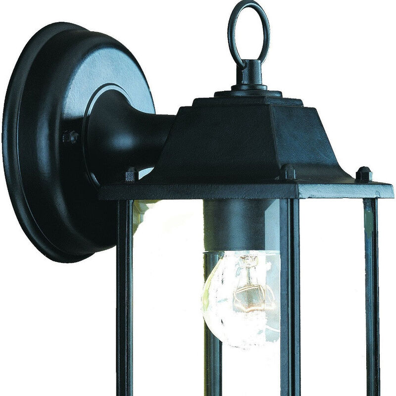 Hivvago Matte Black Hanging Glass Lantern Wall Light