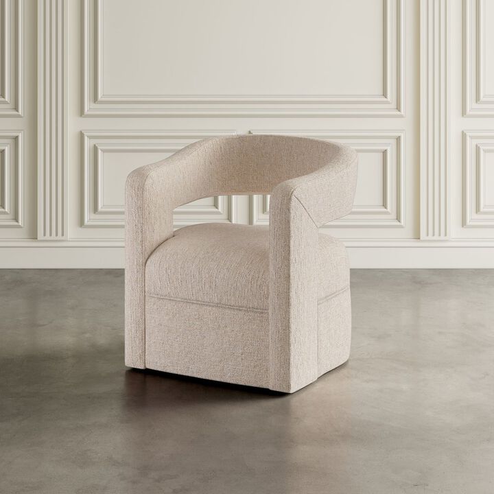 Jofran Lexy Modern Sculpted Curved Upholstered Swivel Accent Chair
