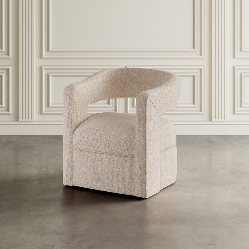 Jofran Lexy Modern Sculpted Curved Upholstered Swivel Accent Chair
