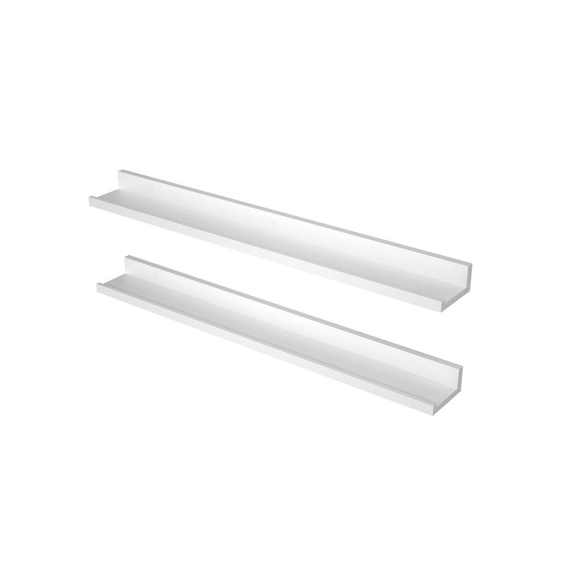 White Floating Shelves with Front Edge - Set of 2 for Living Room, Kitchen, Bathroom