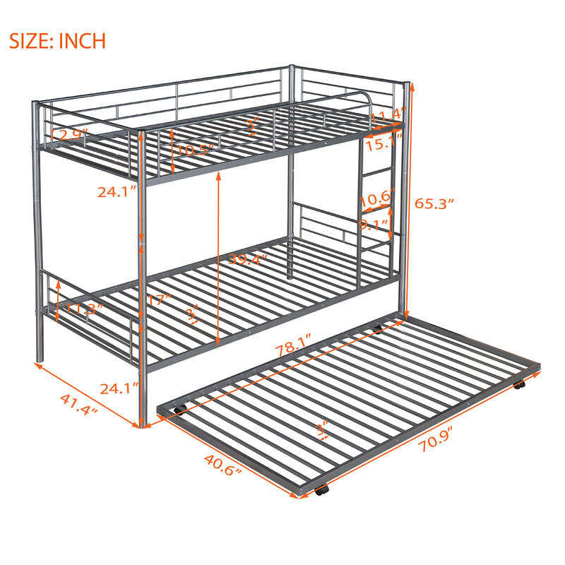 Merax Twin-Over-Twin Metal Bunk Bed With Trundle