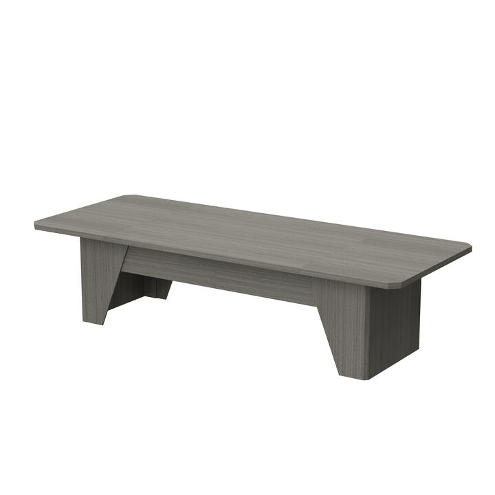 FUFU&GAGA Modern Office Desk with Aesthetic Design, Grey Oak Finish (118.1" W x 47.2" D x 29.53" H), P2 MDF, Grey Oak Color