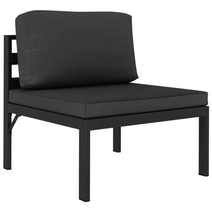 Shina 6pc Outdoor Modular Sofa and Table Set, Black, Gray Cushions - Benzara