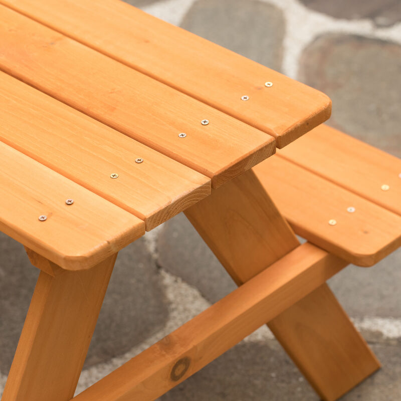 Wooden Kids Outdoor Picnic Table for Garden and Backyard, Stained
