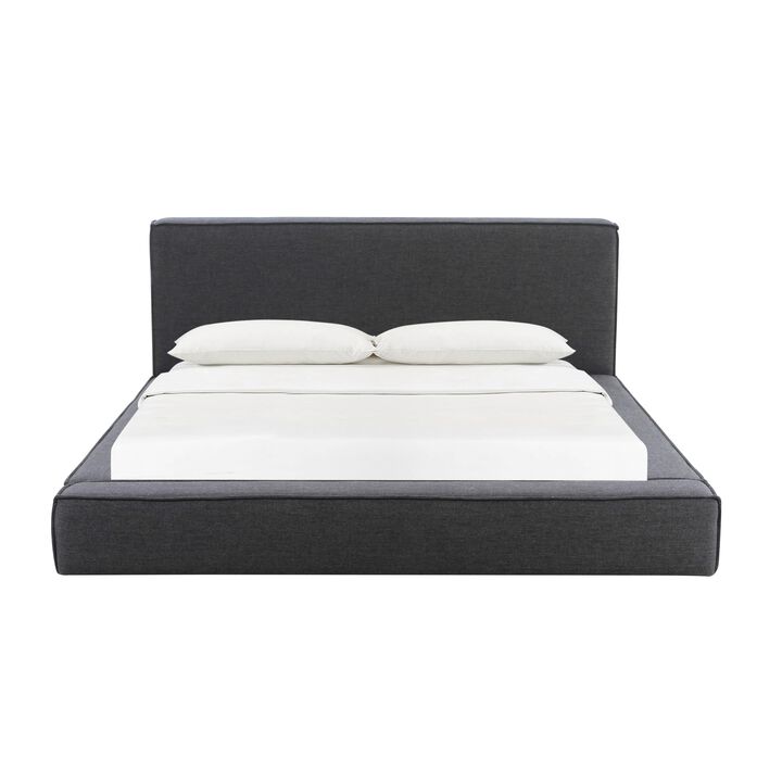 Olafur Black Linen King Bed
