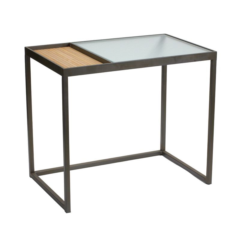 Side Table (Set of 2) 21.75" x 13.75"W x 18.75"H, 23.5" x 22"W x 15"H Iron/Wicker/Glass