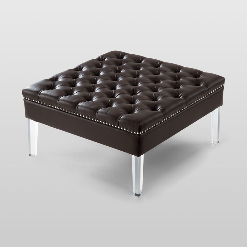 Inspired Home Eladio Leather PU Ottoman Coffee Table