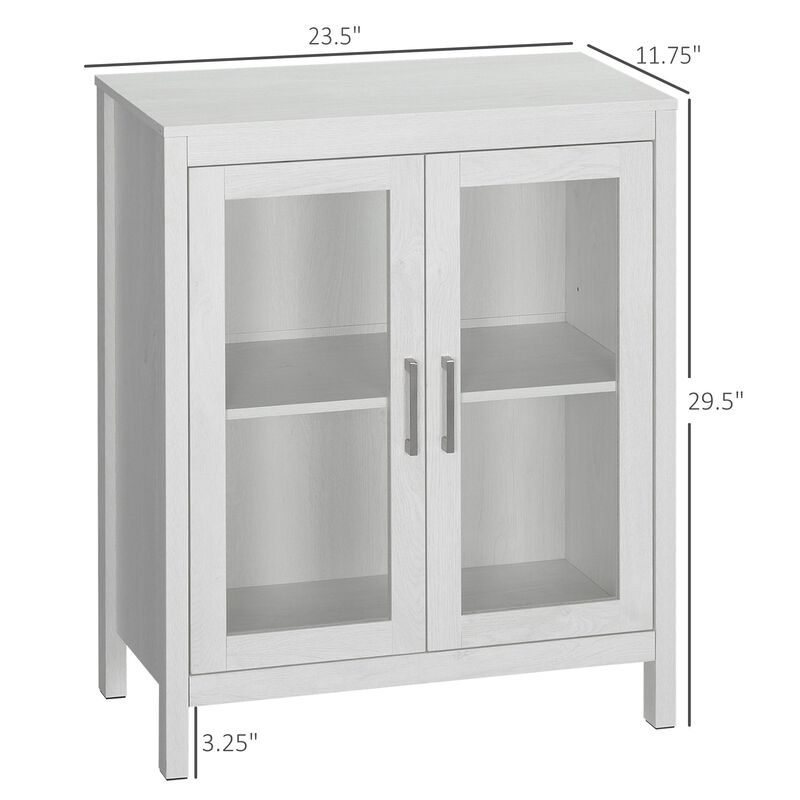White Bathroom Tower: Modern Floor Cabinet with Glass Doors
