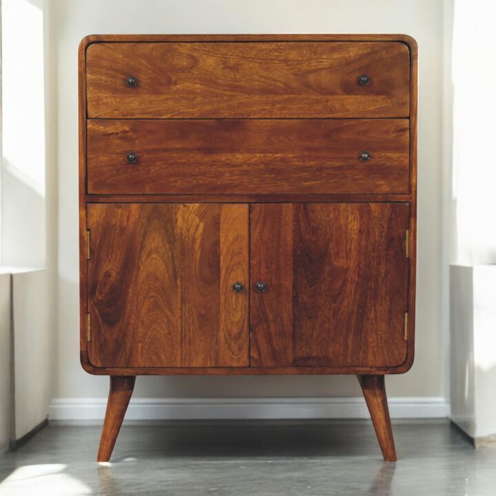 Artisan Furniture Solid Wood Curved Nordic Charm Cabinet