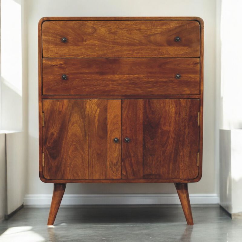 Artisan Furniture Solid Wood Curved Nordic Charm Cabinet
