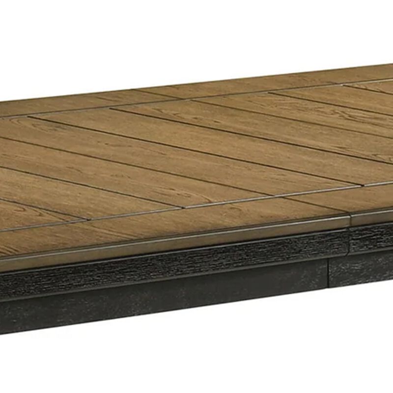 Woodlands 64-82 Inch Dining Table, Extendable, Rectangular Top, Brown - Benzara