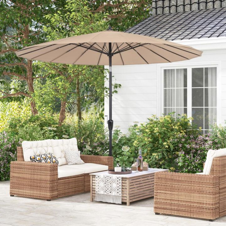 Hivvago 9 Feet Round Patio Umbrella with 18 Fiberglass Ribs