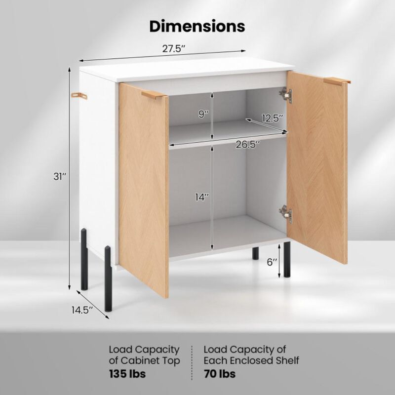 Hivvago 2-Door Buffet Cabinet Sideboard with Shelf and Metal Legs