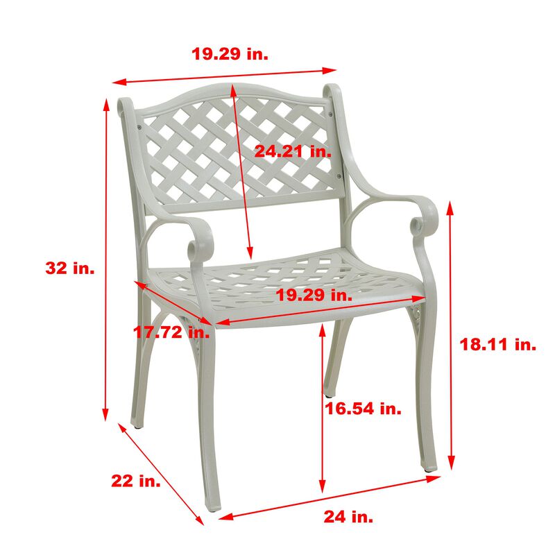 MOMDAWE Cast Aluminum Stationary Dining Chairs Hollow Oblique Grid Shape Chairs（Set of 2）