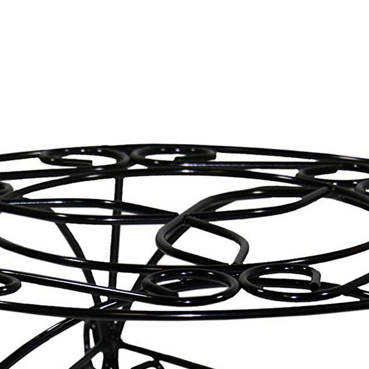 Swirl Mosaic Iron Frame Plant Stand, Glossy Black-Benzara