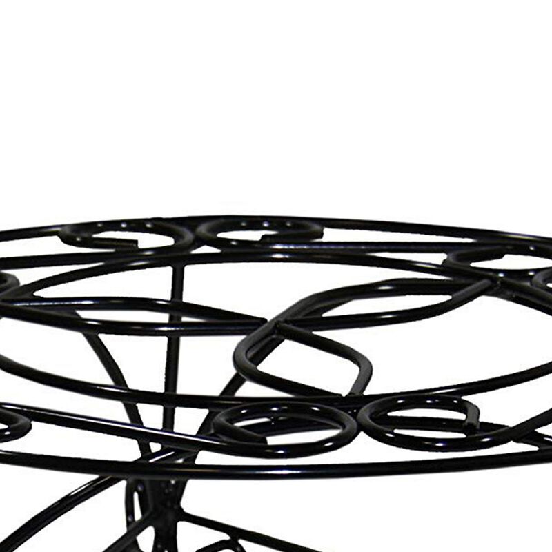 Swirl Mosaic Iron Frame Plant Stand, Glossy Black-Benzara
