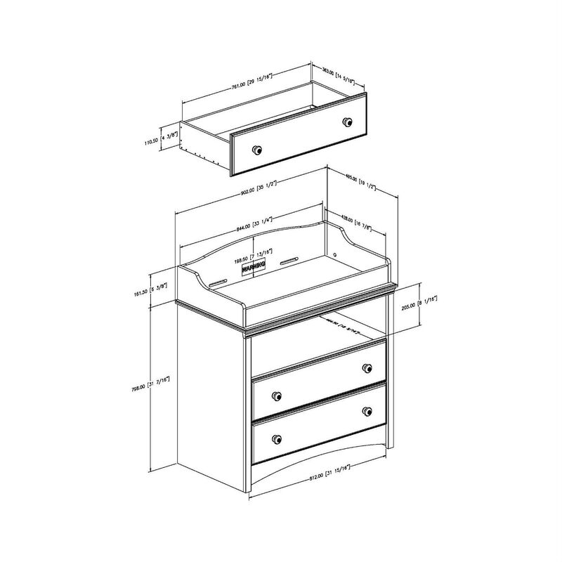 Hivvago Baby Furniture 2 Drawer Diaper Changing Table in Espresso