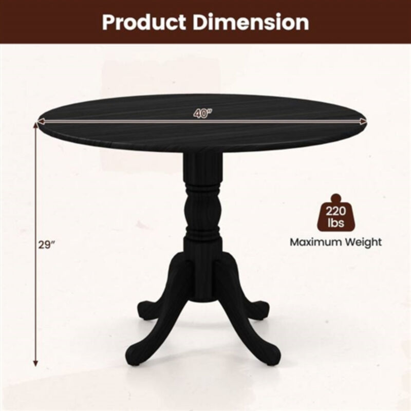 Handcrafted Solid Wood Round Table – Rustic Farmhouse Kitchen & Dining Table, Sturdy Design for Family Gatherings