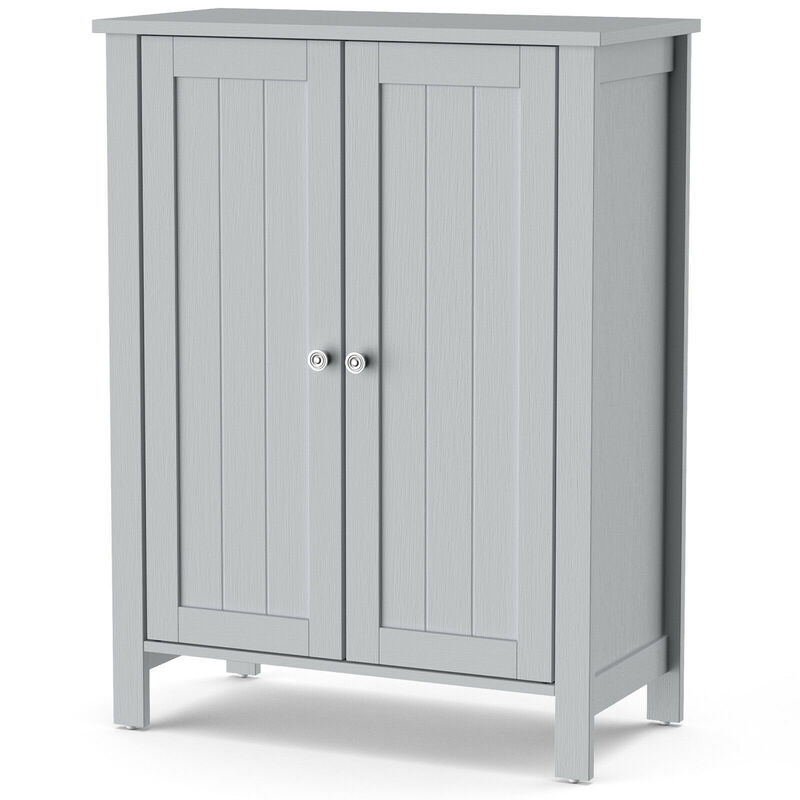 Costway 2-Door Bathroom Floor Storage Cabinet Space Saver Organizer White