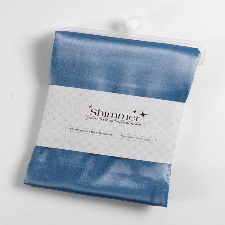 Carnation Home Fashions "Shimmer" Faux Silk Shower Curtain - Slate 70x72"