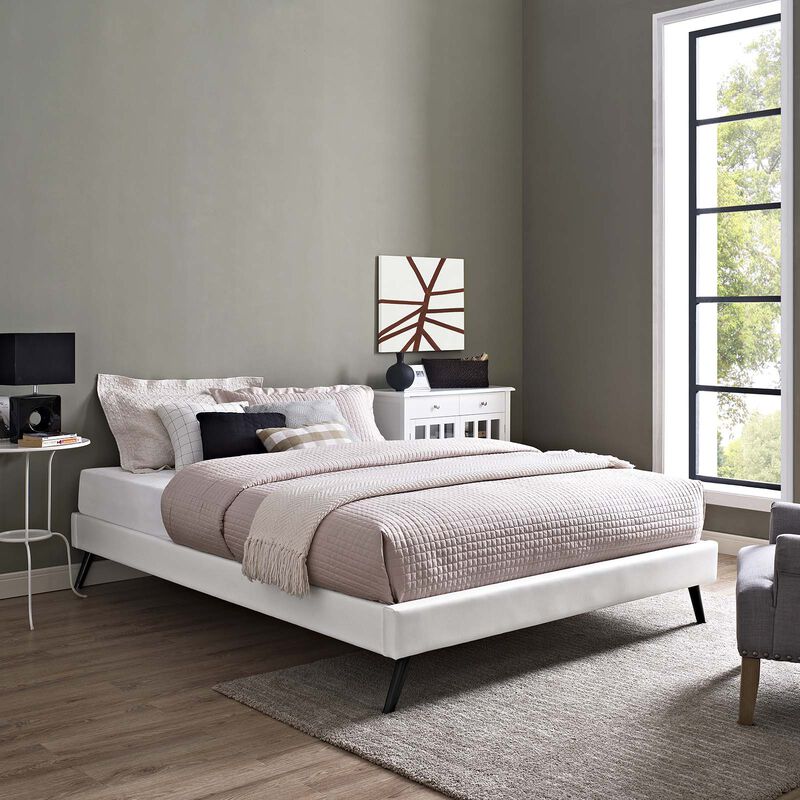 Modway - Loryn Full Vinyl Bed Frame with Round Splayed Legs White