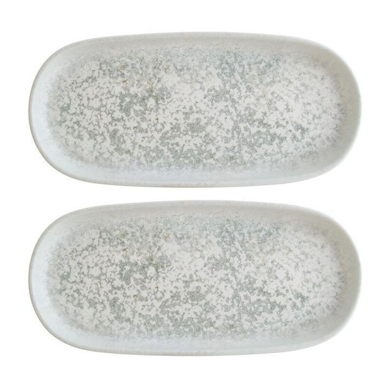 Luna Ocean 8.5" x 4" x h:0.75" Oval Decorated Porcelain Platter (Set of 2)