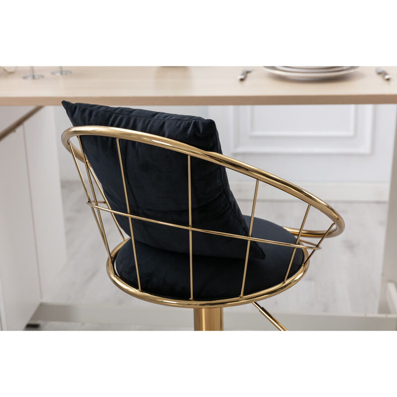 Velvet Bar Chair, Pure Plated, Unique Design, 360 Degree Height
