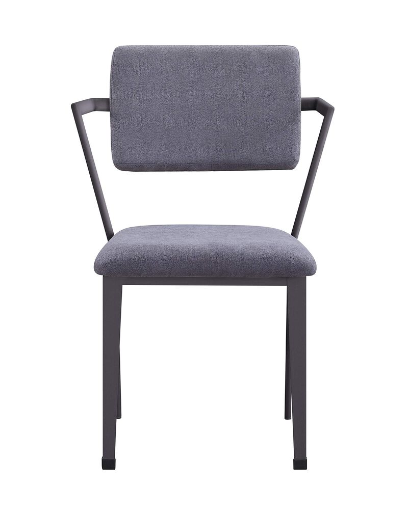 Metal Chair with Fabric Upholstered Seat and Back, Gray - Benzara