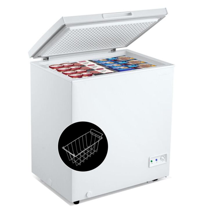 Costway 3.5/5 Cu.ft Compact Chest Freezer with Removable Storage Basket