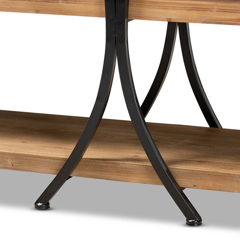 Baxton Studio Terrell Natural Brown Finished Wood And Black Finished Metal Console Table