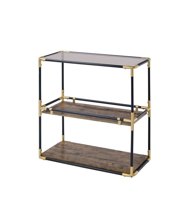 ACME Heleris Console Table, Black/Gold & Smoky Glass