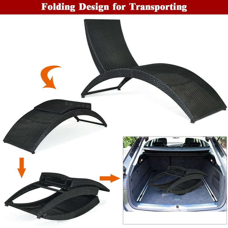 Foldable Patio Lounge Chair with Cushion for Backyard