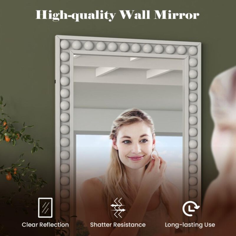 Hivvago 24 x 36 Inches Rustic Wall Mirror with Solid Wood Frame for Living Room  Bedroom