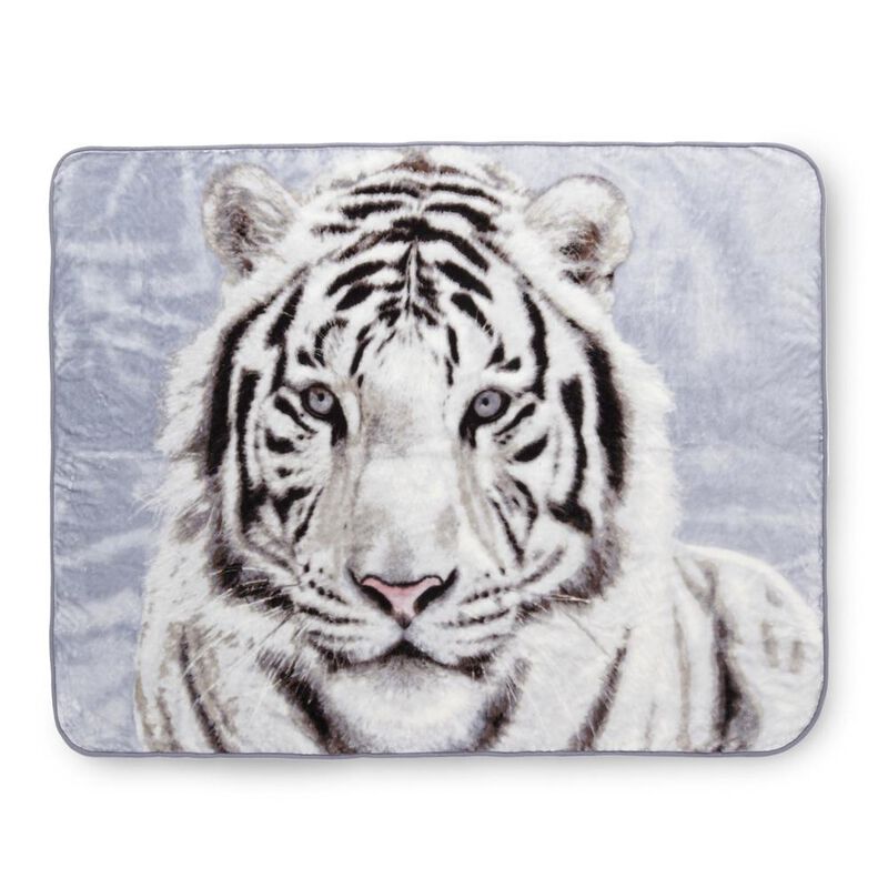 Shavel Hi Pile High Quality Luxurious And Incredibly Soft Warm Snuggly Throw Jumbo 60x80" - White Tiger