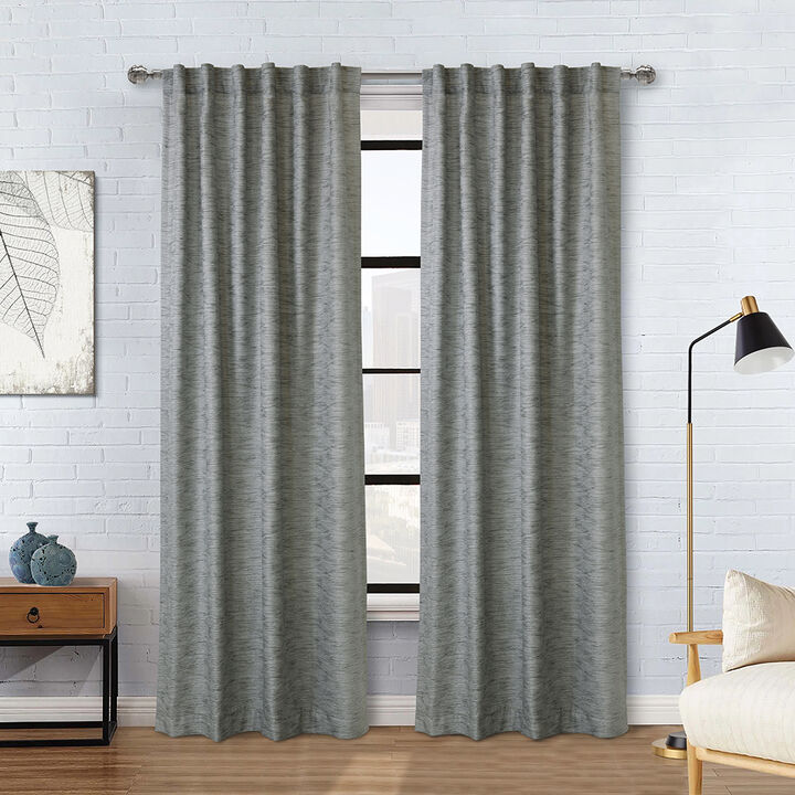 Habitat Odessa Light Filtering Luxurious Texture Dual Header lined Elegance and Charm Curtain Panel Grey
