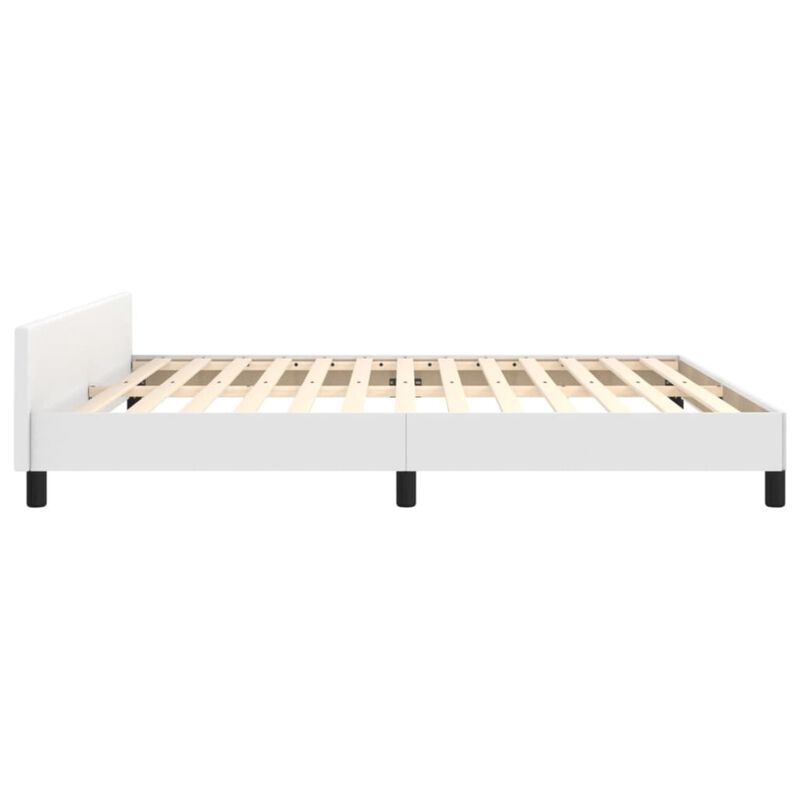 vidaXL Bed Frame with Headboard White 76"x79.9" King Faux Leather