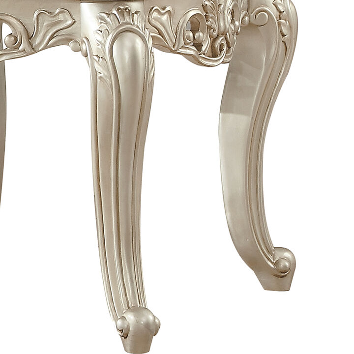 Acme Gorsedd Square Marble Top End Table in Golden Ivory