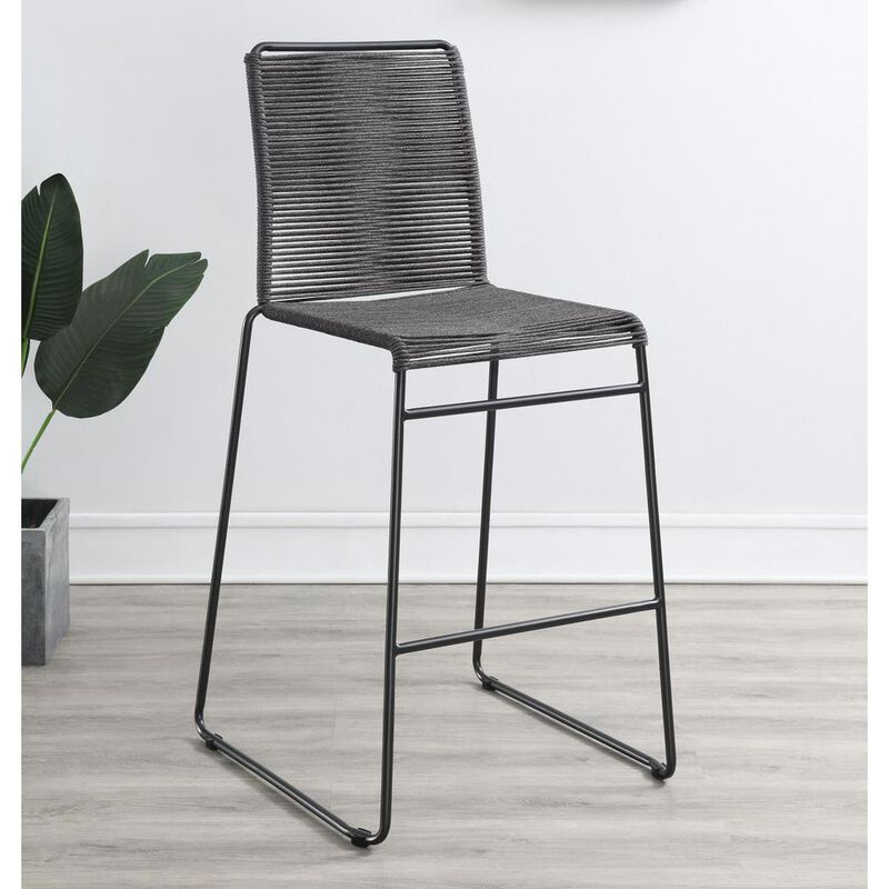 Jerome Upholstered Bar Stools with Footrest (Set of 2) Charcoal and Gunmetal