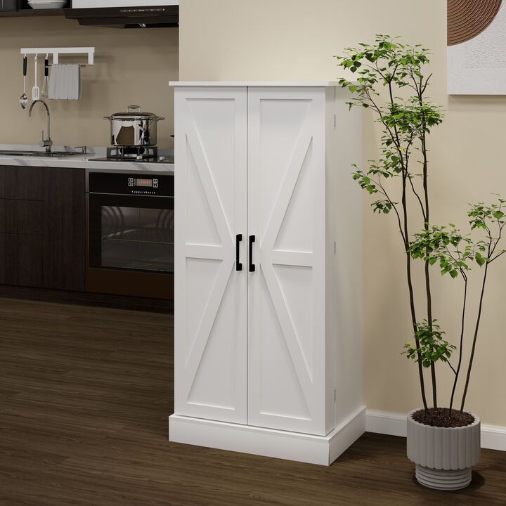 White Wood 23.62 in. Pantry Cabinet with 2 Doors and Adjustable Shelves