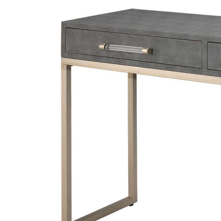 Console Table with Two Drawers and Metal Base, Gray-Benzara