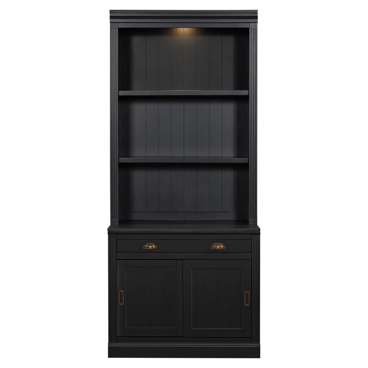 Merax Modern Bookcase Tall Bookshelf with LED Lighting