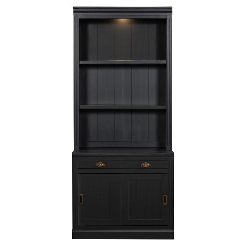 Merax Modern Bookcase Tall Bookshelf with LED Lighting