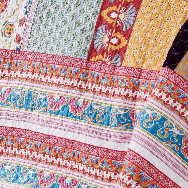 Greenland Home Fashions Thalia Cotton Boho-Style Bedspread Set - Jumbo Sized Reversible Quilt Set